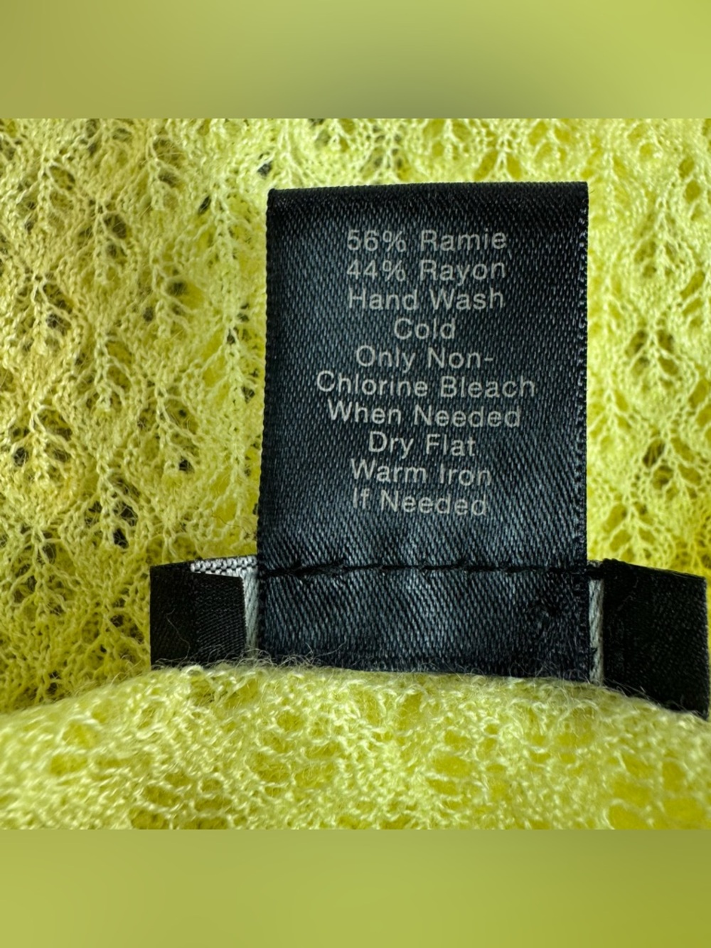 Ann Taylor Bright Yellow Breathable Knit Cardigan Ramie Nylon Button Down Size L - Picture 9 of 10